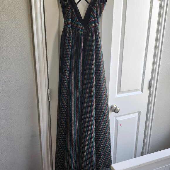 Sleeveless, Multi-Colored, Maxi Dress, w/ Spaghetti Straps. Sz. LG. PINK OWL - Picture 9 of 12